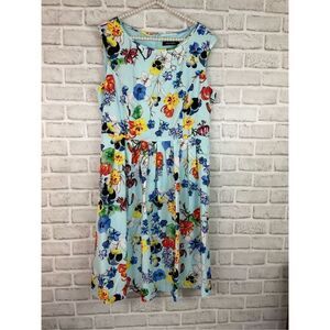 Ellen Tracy Floral Print Dress Pleated Women’s Size 12